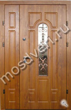 Двустворчатая дверь с МДФ, стеклом и ковкой - купить от производителя Мосдвери Двустворчатая дверь с МДФ, стеклом и ковкой